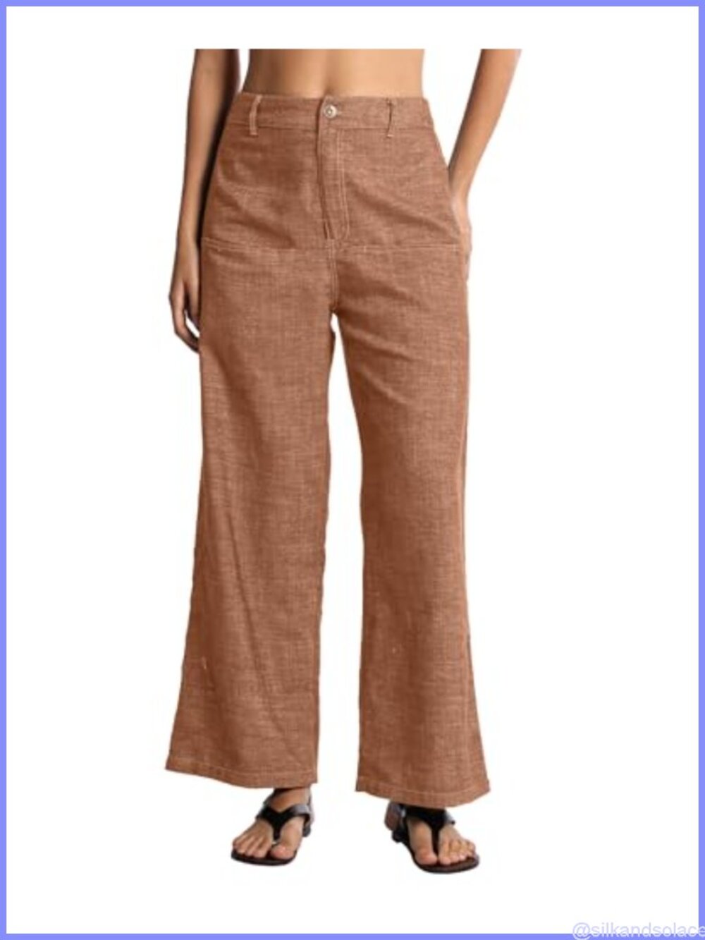 Linen Blend Low Rise Wide Leg Jeans Vintage Denim Pants with Pockets